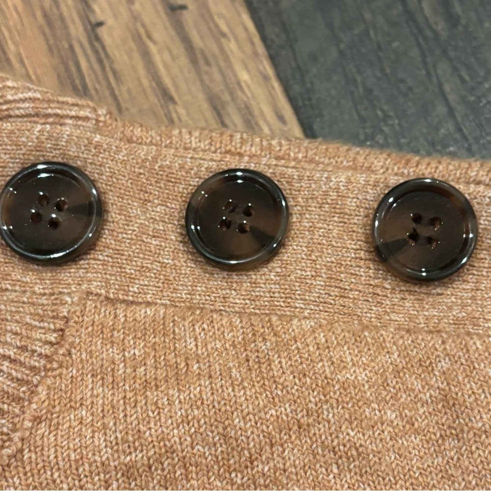 LOFT Camel/Tan and Black Striped Crew Neck Sweater with Button details XS - Picture 5 of 12
